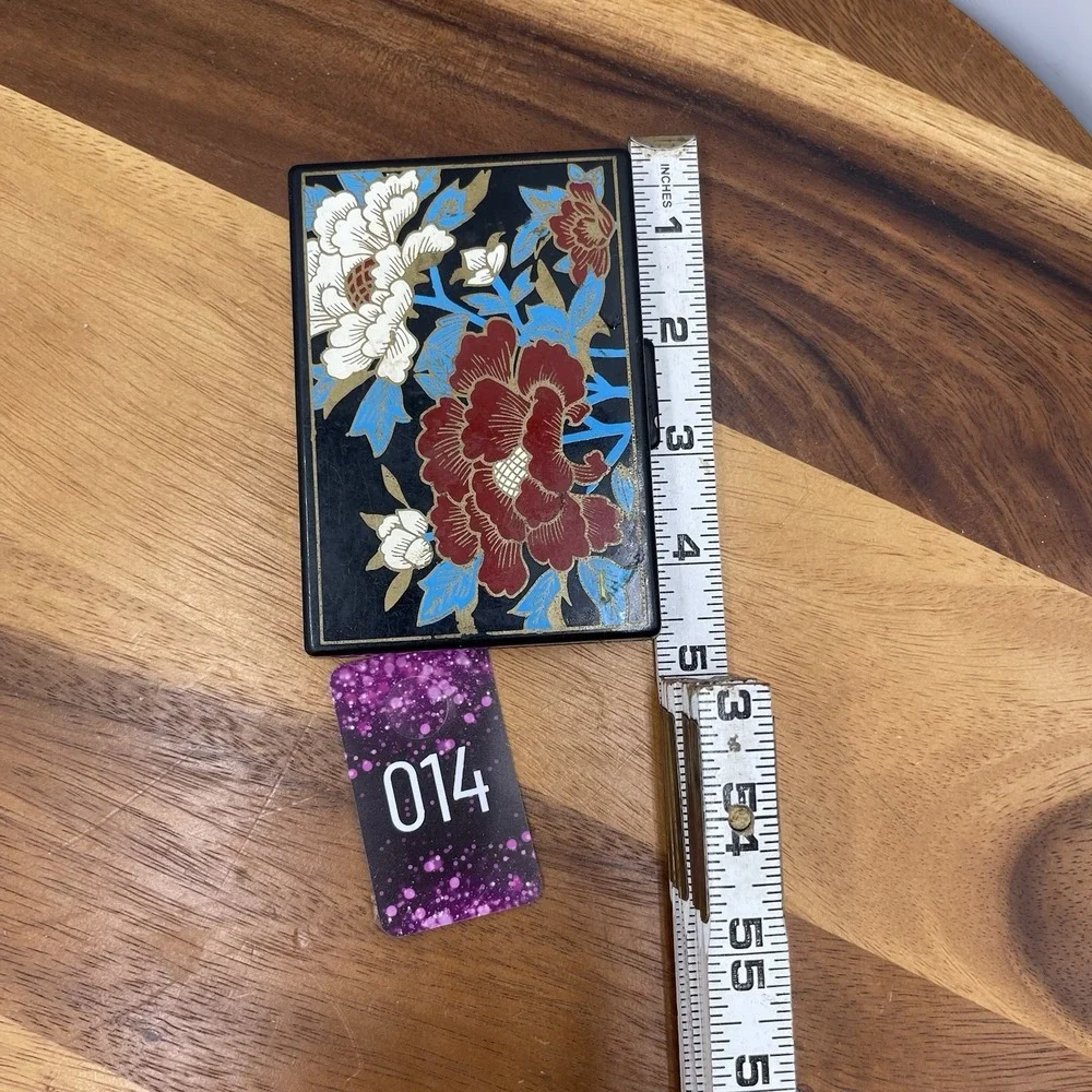 Vintage Pocket Vanity Mirror Compact‎ Tissue Holder Asian Floral